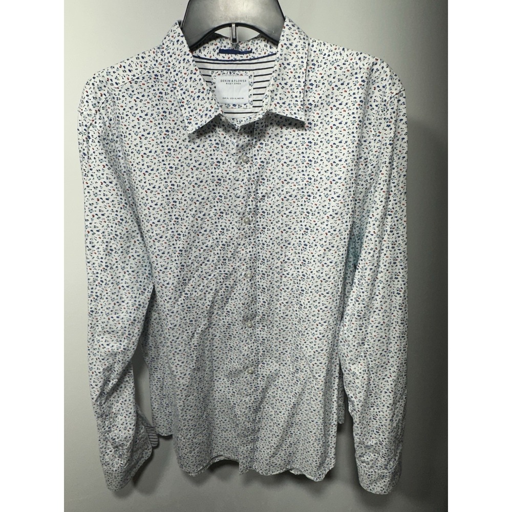 Denim & Flower Ricky Singh Floral Button Up LS Shirt Colorful Men's XL
